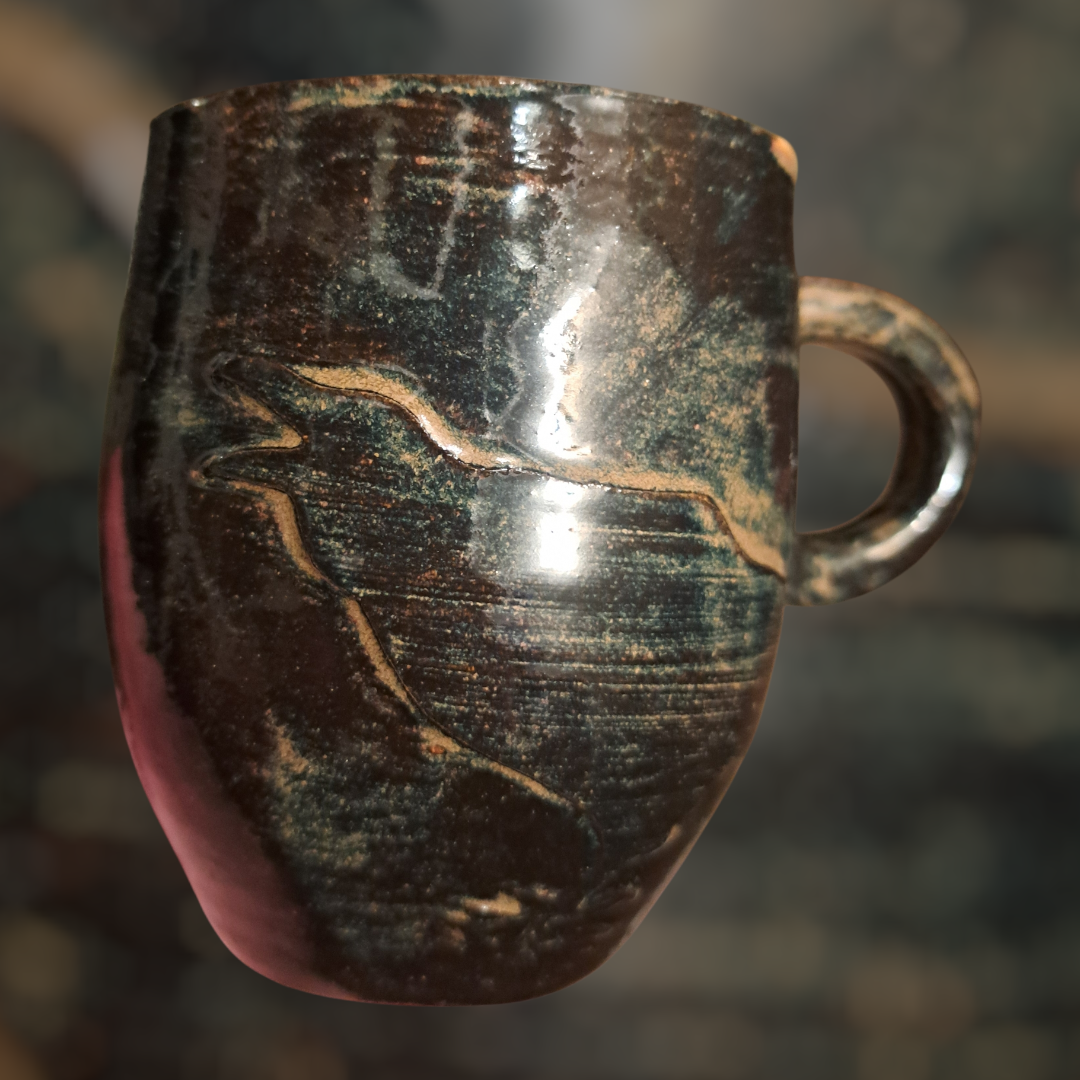 Rustic crow mug
