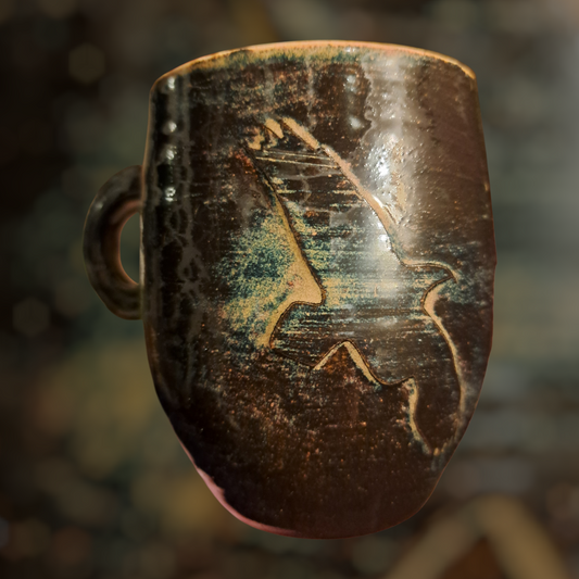 Rustic crow mug